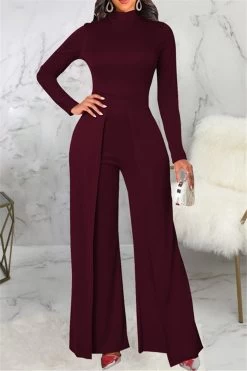 Mock Neck Splicing Fashion Women Jumpsuit 23 Mock Neck Splicing Fashion Women Jumpsuit -Women's clothing 28368806117434 4