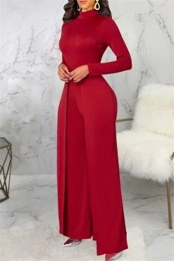Mock Neck Splicing Fashion Women Jumpsuit 26 Mock Neck Splicing Fashion Women Jumpsuit -Women's clothing 28368806314042 7