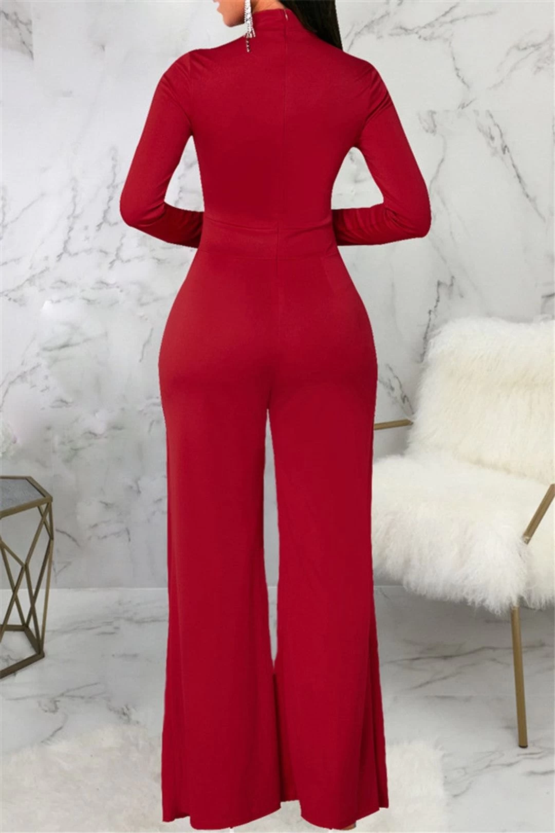 Mock Neck Splicing Fashion Women Jumpsuit 15 Mock Neck Splicing Fashion Women Jumpsuit - Image 13