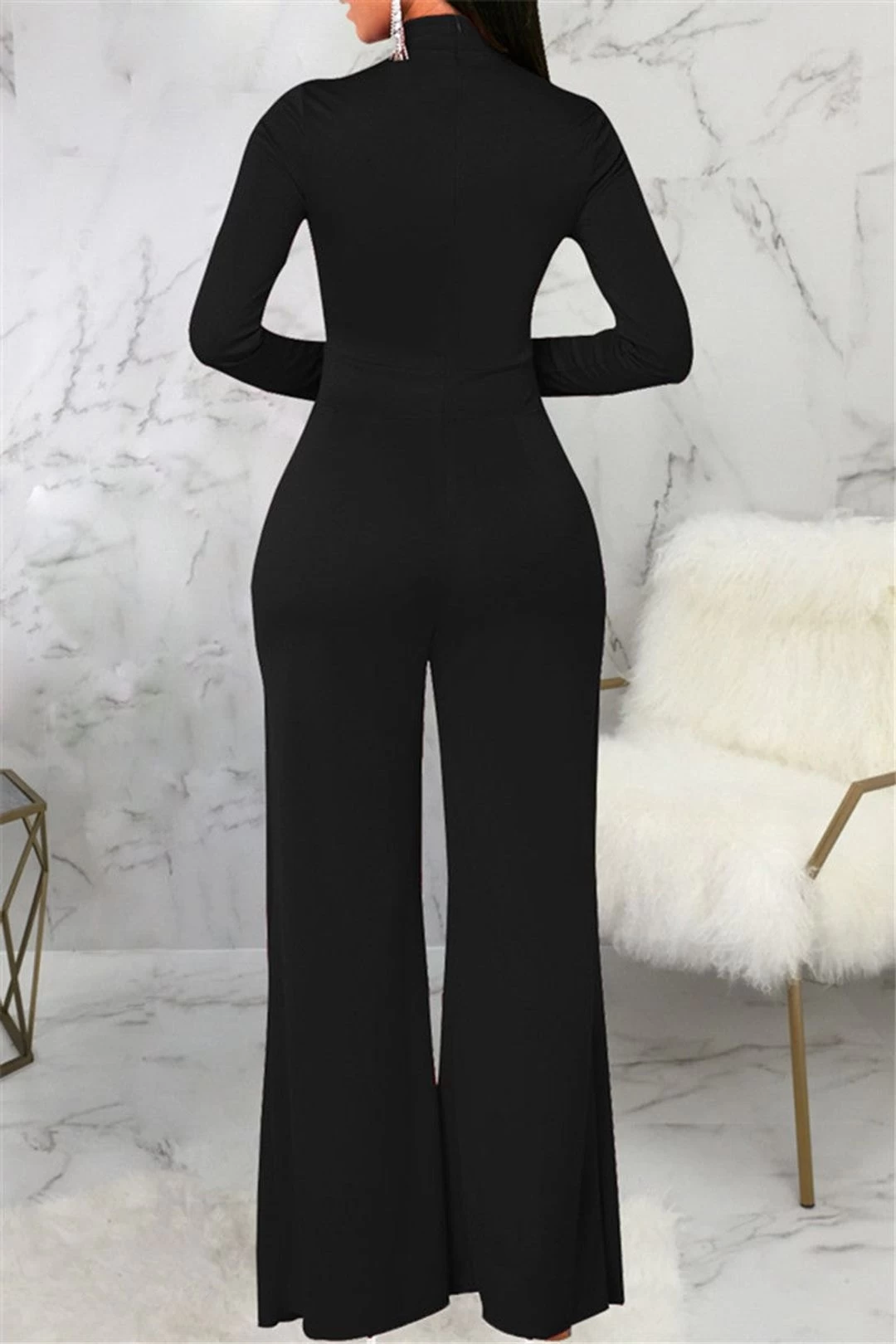 Mock Neck Splicing Fashion Women Jumpsuit 17 Mock Neck Splicing Fashion Women Jumpsuit - Image 15