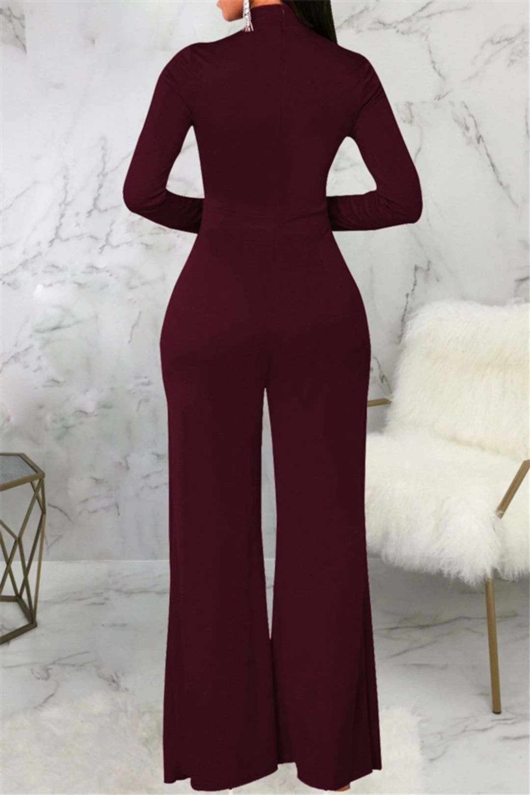 Mock Neck Splicing Fashion Women Jumpsuit 18 Mock Neck Splicing Fashion Women Jumpsuit - Image 16