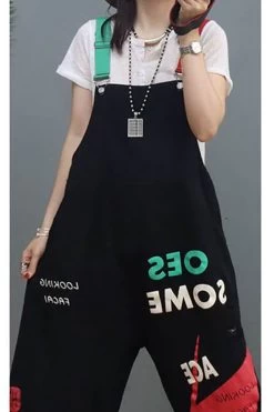 Denim Hole Letter Women Casual Pocket Jumpsuits Dungarees -Women's clothing 28430600962110 6