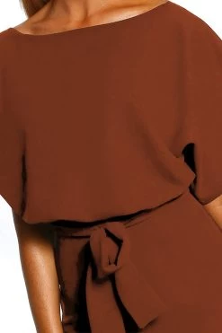 Women Casual Short Sleeves Self-Tie Belted Short Romper Jumpsuits -Women's clothing 28445133013041 6