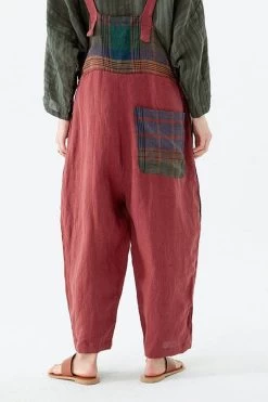 Linen Women Plaid Pocket Button Casual Loose Jumpsuits Dungarees -Women's clothing 28505369411646 11