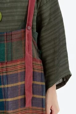 Linen Women Plaid Pocket Button Casual Loose Jumpsuits Dungarees -Women's clothing 28505373573182 9