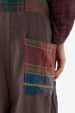 Women Plaid Pocket Linen Loose Button Casual Jumpsuits Dungarees -Women's clothing 28505392807998 10