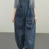 Denim Cotton Women Button Pocket Casual Lantern Jumpsuits -Women's clothing 28590602125374 1