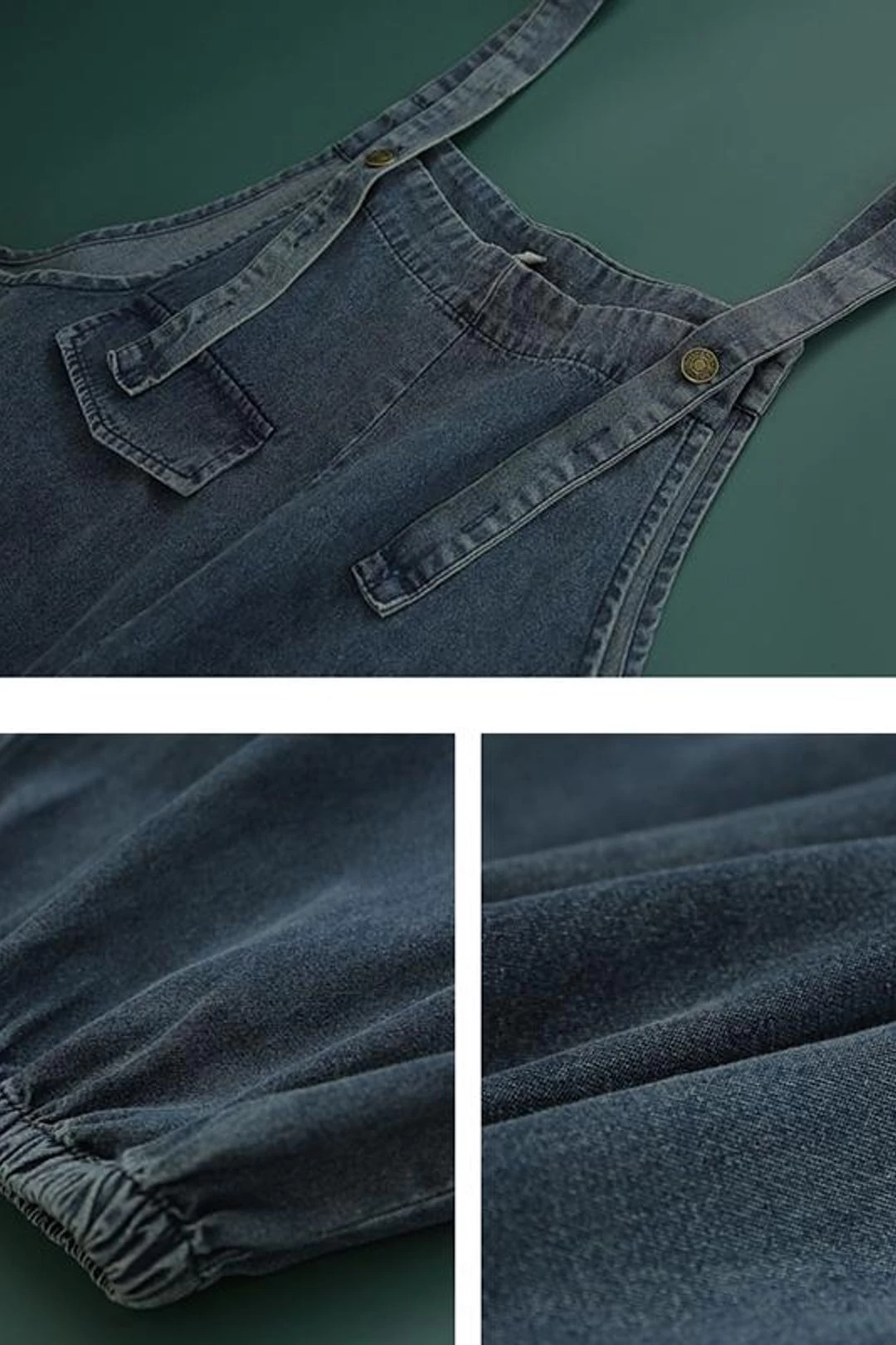 Denim Cotton Women Button Pocket Casual Lantern Jumpsuits 10 Denim Cotton Women Button Pocket Casual Lantern Jumpsuits - Image 8