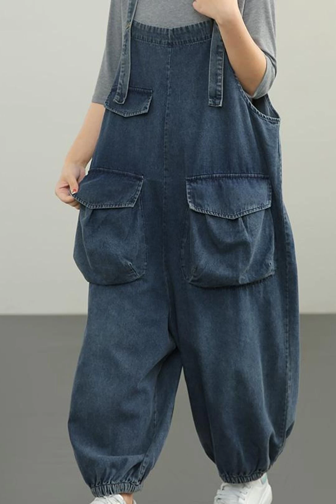 Denim Cotton Women Button Pocket Casual Lantern Jumpsuits 6 Denim Cotton Women Button Pocket Casual Lantern Jumpsuits - Image 4