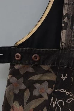 Women Denim Cotton Stitching Print Floral Casual Jumpsuits -Women's clothing 28603943977022 11