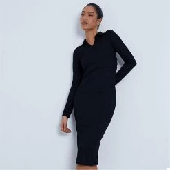 I Saw It First Slinky Rib Collar Bralet Overlay Midi Dress