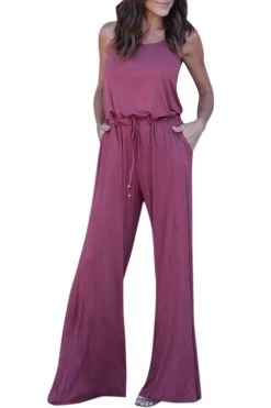 Iyasson Women Spaghetti Strap Stretchy Wide Leg Jumpsuit 38 Iyasson Women Spaghetti Strap Stretchy Wide Leg Jumpsuit -Women's clothing 4577377255466 18