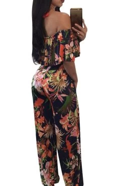 Iyasson Women Off-the-Shoulder High Waist Wide-Leg Floral Jumpsuit 21 Iyasson Women Off-the-Shoulder High Waist Wide-Leg Floral Jumpsuit -Women's clothing 4586432266282 2