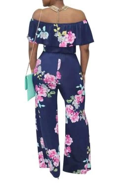 Iyasson Women Off-the-Shoulder High Waist Wide-Leg Floral Jumpsuit 28 Iyasson Women Off-the-Shoulder High Waist Wide-Leg Floral Jumpsuit -Women's clothing 4586432888874 9