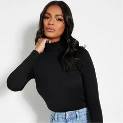 I Saw It First Rib Roll Neck Cotton Crop Top