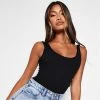 I Saw It First Scoop Neck Cotton Rib Sleeveless Bodysuit