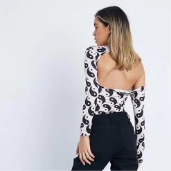 I Saw It First Yin Yang Print Cut Out Long Sleeved Bodysuit 10 I Saw It First Yin Yang Print Cut Out Long Sleeved Bodysuit -Women's clothing 65372703 xxl a3