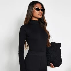 I Saw It First Cotton Rib Roll Neck Bodysuit