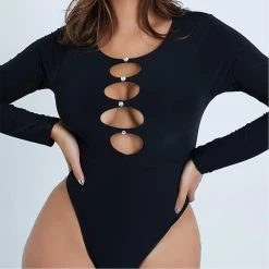 I Saw It First Diamante Cut Out Double Layer Long Sleeve Bodysuit