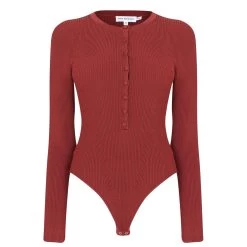 GOOD AMERICAN Ribbed Long Sleeve Bodysuit