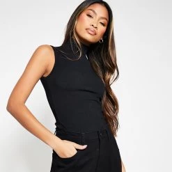 I Saw It First Petite Structured Rib Sleeveless High Neck Bodysuit -Women's clothing 66702303 xxl a5