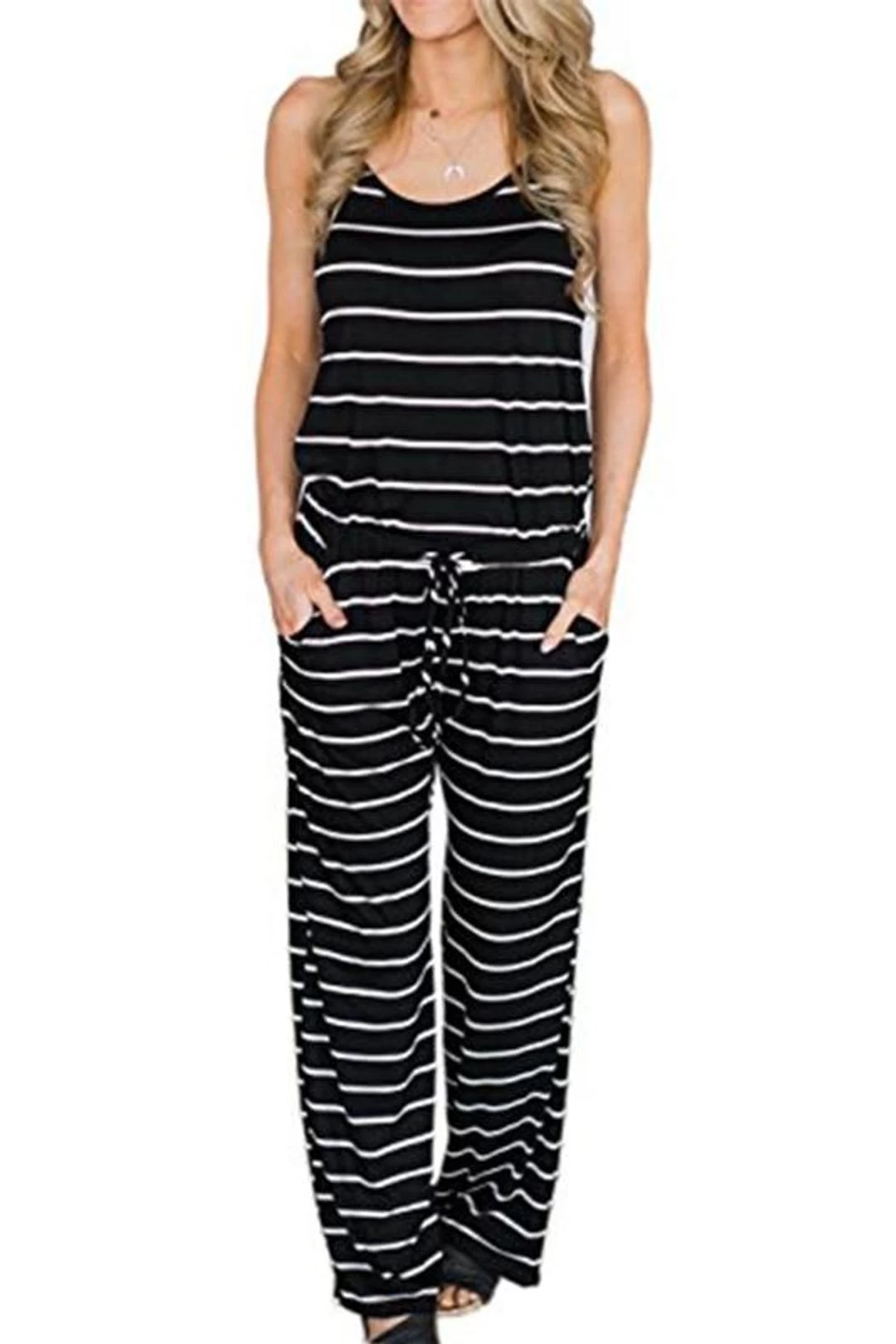 Summer Women Black Striped Jumpsuits 3 Summer Women Black Striped Jumpsuits